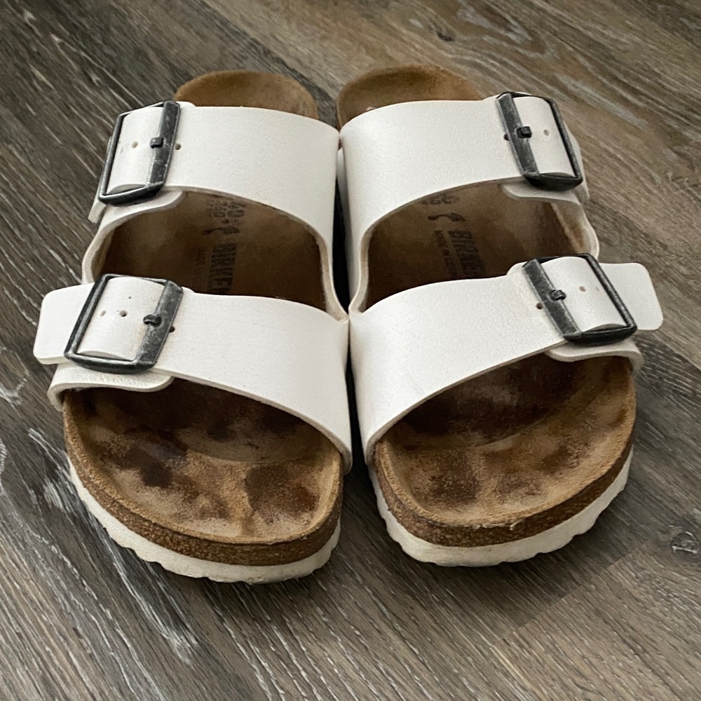Birkenstock women’s white sandals